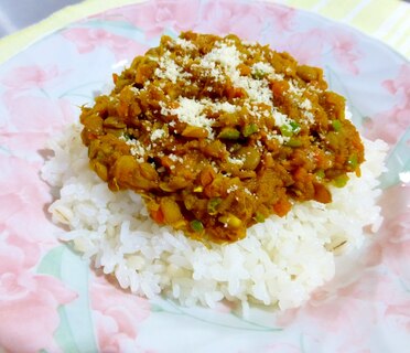 レンズ豆とツナのドライカレー